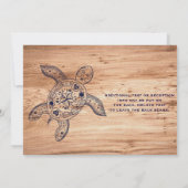 Invitation Tortue hawaïenne et mariage léger en bois Invitati (Dos)