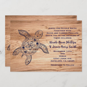 Invitation Tortue hawaïenne et mariage léger en bois Invitati