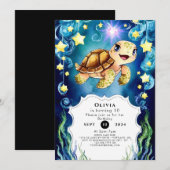 Invitation Tortue magique colorée Anniversaire (Devant / Derrière)