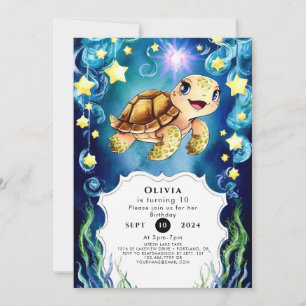 Invitation Tortue magique colorée Anniversaire