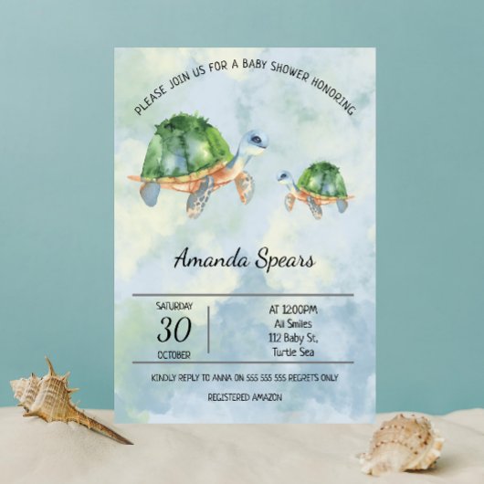 Invitation Tortue marine - Baby shower