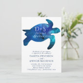 Invitation Tortue marine de Galaxie | Mariage de monogramme (Debout devant)