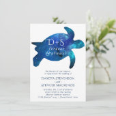 Invitation Tortue marine de Galaxie | Mariage de monogramme (Debout devant)