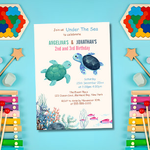 Invitation Tortue mûre sous la mer Anniversaire conjoint