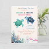 Invitation Tortue mûre sous la mer Anniversaire conjoint (Debout devant)