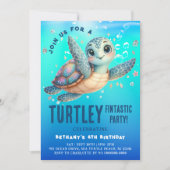 Invitation Tortue sous la mer Anniversaire (Devant)