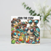 Invitation Tortues Amusantes se Rassemblant (Debout devant)