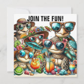 Invitation Tortues Amusantes se Rassemblent (Devant)