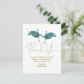 Invitation Tortues de mer bleu cyan Remerciement pour mariage (Debout devant)