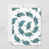Invitation Tortues de mer bleu cyan Remerciement pour mariage (Dos)