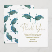Invitation Tortues de mer bleu cyan Remerciement pour mariage (Devant / Derrière)