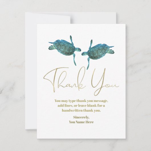 Invitation Tortues de mer bleu sarcelle or mariage sur la pla (Devant)