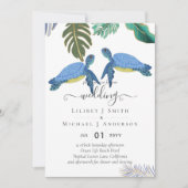 Invitation Tortues de mer Mariage bleu jaune (Devant)