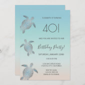 Invitation Tortues marines argentées (Devant / Derrière)