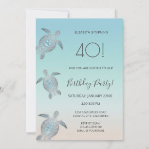 Invitation Tortues marines argentées