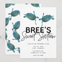 Tortues Marines Bleu Turquoise Fête Douce 16 Plage