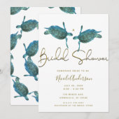 Invitation Tortues Marines Bleu Turquoise Plage Dorée Fête de (Devant / Derrière)