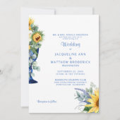 Invitation Toscan Sunflower Bride Parents Mariage Texte bleu (Devant)