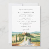 Invitation Toscane aquarelle illustration Mariage Skyline (Devant)