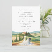 Invitation Toscane aquarelle illustration Mariage Skyline (Debout devant)