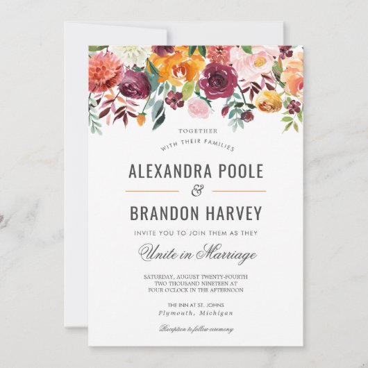 Invitation Toscane Botanique Moderne Mariage Floral (Devant)