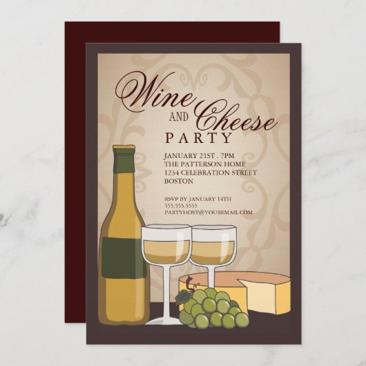 Invitation toscane de partie d'échantillon de vin (Devant / Derrière)