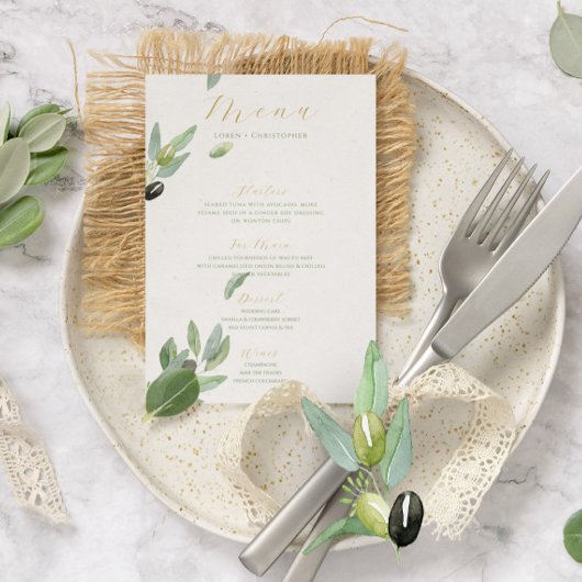Invitation Toscane Feuille Branche-Mariage Menu
