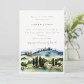 Invitation Toscane Italie Aquarelle Paysage Fête des mariées (Debout devant)