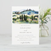 Invitation Toscane Italie Aquarelle Paysage Mariage (Debout devant)