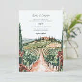Invitation Toscane Italie Aquarelle Vinatge Mariage (Debout devant)