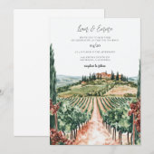 Invitation Toscane Italie Aquarelle Vinatge Mariage (Devant / Derrière)