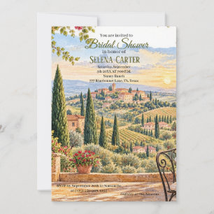Invitation Toscane Italie Lavis Vintage Mariage Fête Prénupti