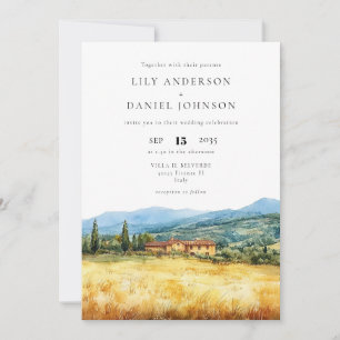Invitation Toscane Italie Mariage rustique tout-en-un