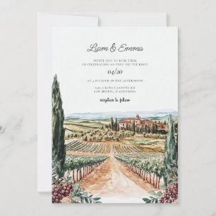 Invitation Toscane Italie Vignoble Aquarelle Mariage