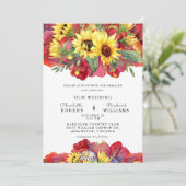Invitation Toscane Jaune et Vibrant Rouge Bold Mariage floral (Debout devant)