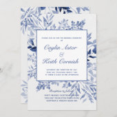 Invitation Toscane Mariage de verdure bleue (Devant / Derrière)