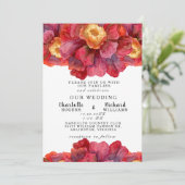 Invitation Toscane Toscan Bold et vibrant rouge Mariage Flora (Debout devant)