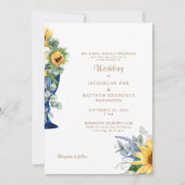 Invitation Toscane Tournesol mariée Parents Mariage Gold Text (Devant)
