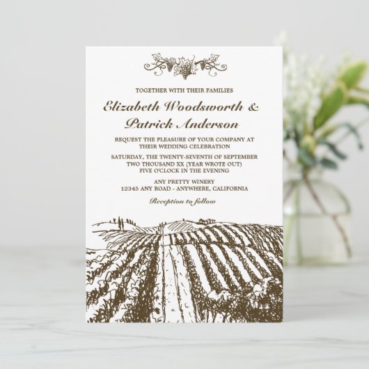 Invitation Toscane : Un mariage rustique dans un vignoble (Debout devant)