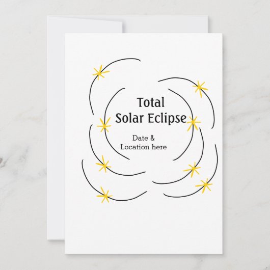Invitation Total éclipse solaire ajouter la date emplacement (Devant)
