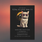 Invitation Total Solaire Eclipse 2024 Fun Cat Viewing Party