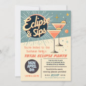 Invitation Total Solaire Eclipse & Sips 2024 Retro Watch Part (Devant)