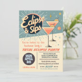 Invitation Total Solaire Eclipse & Sips 2024 Retro Watch Part (Debout devant)