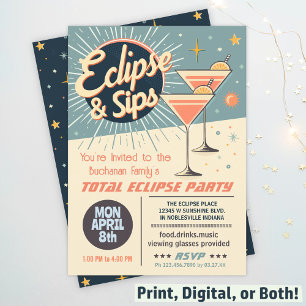 Invitation Total Solaire Eclipse & Sips 2024 Retro Watch Part