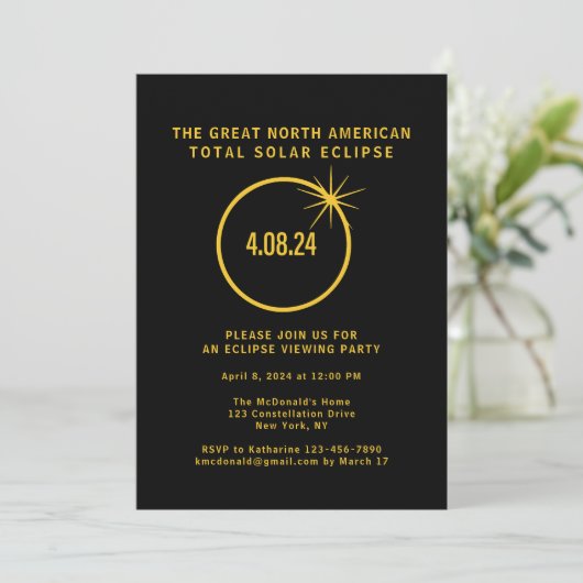 Invitation Total Solar Eclipse 4/8/2024 USA Viewing Party (Debout devant)