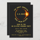 Invitation Total Solar Eclipse Viewing Party 4/8/2024 USA (Devant / Derrière)