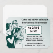 Invitation Totalement rétro et amusant 50e anniversaire fête (Devant / Derrière)
