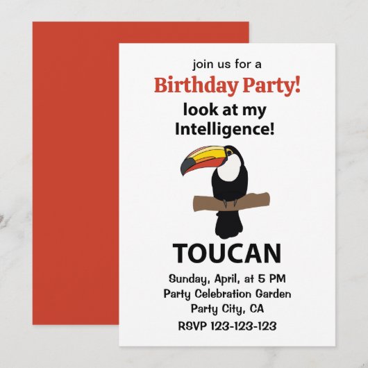 Invitation Toucan Oiseau Tropical Anniversaire Drôle (Devant / Derrière)