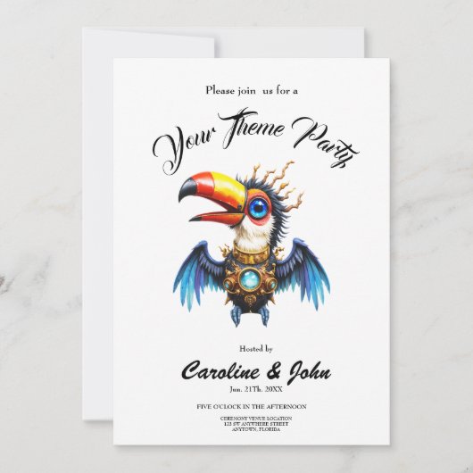 Invitation Toucan Steampunk au Clair de Lune. (Devant)