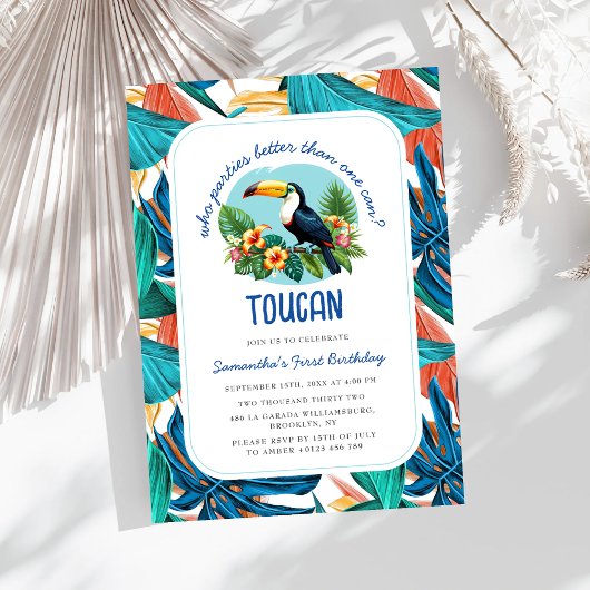 Invitation Toucan Tropical Vibrant Summers Premier anniversai